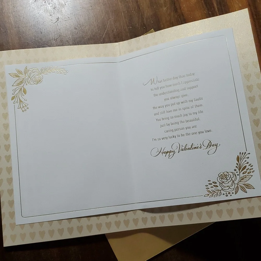 Valentine's Day Oversized Greeting Card for Woman Partner Rose Gold Fancy Ornate